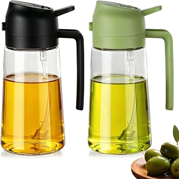2-in-1 Oil Spray Bottle, Olive Oil Dispenser for Misting and Pouring