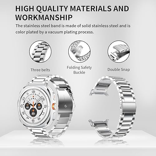 Vista 63 de GOLDTOLUCK No Gap Stainless Steel Band Compatible with Samsung Galaxy Watch 8 7 6 5 4 Classic FE Pro Ultra 40mm 44mm 46mm 43mm 47mm 45mm 42mm