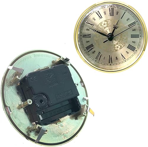 Miniatura 5 de HILLHOME Mini reloj de cuarzo redondo de 4.3 pulgadas (4.331 in), movimiento de ajuste, reloj en miniatura, esfera dorada, bisel en tono dorado,