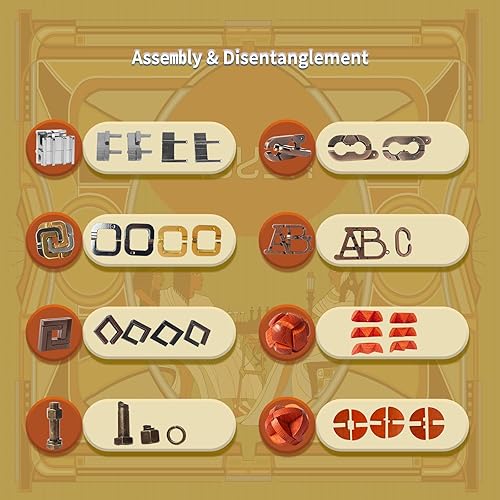 Miniatura 9 de RLYLF Rompecabezas de madera y metal de 8 piezas para adultos y niños, juegos familiares, recuerdos de fiesta, café, desbloqueo, desbloqueo, mente