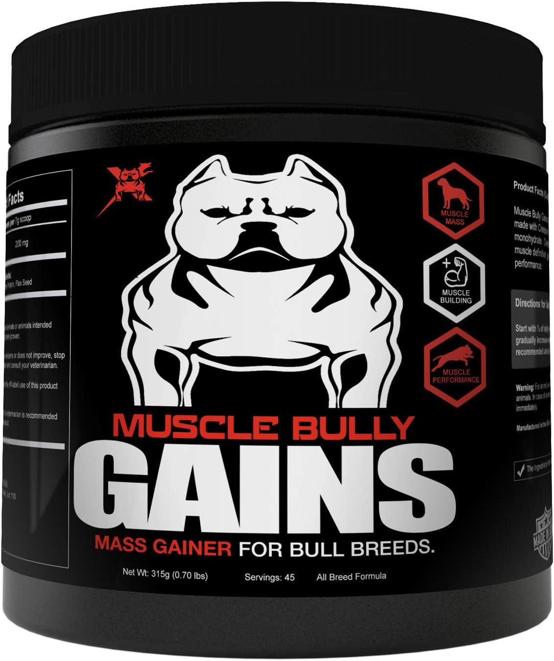 Muscle Bully Gains - Mass Weight Gainer for Bully Breeds, Working and Service Dogs, (45 Servings)