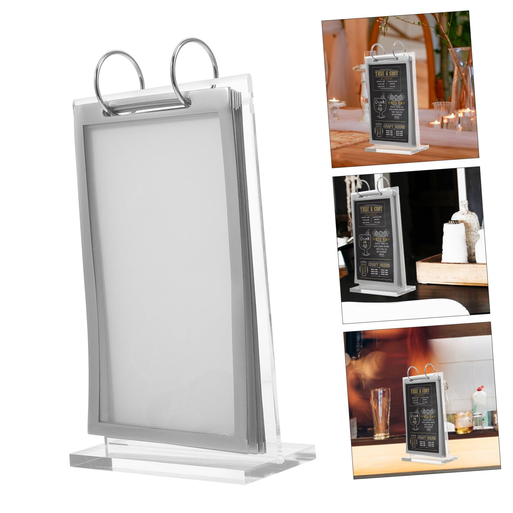 Soporte De Menú Transparente Para Exhibición De Mesas Display Vertical Con Base Estable Para Restaurantes