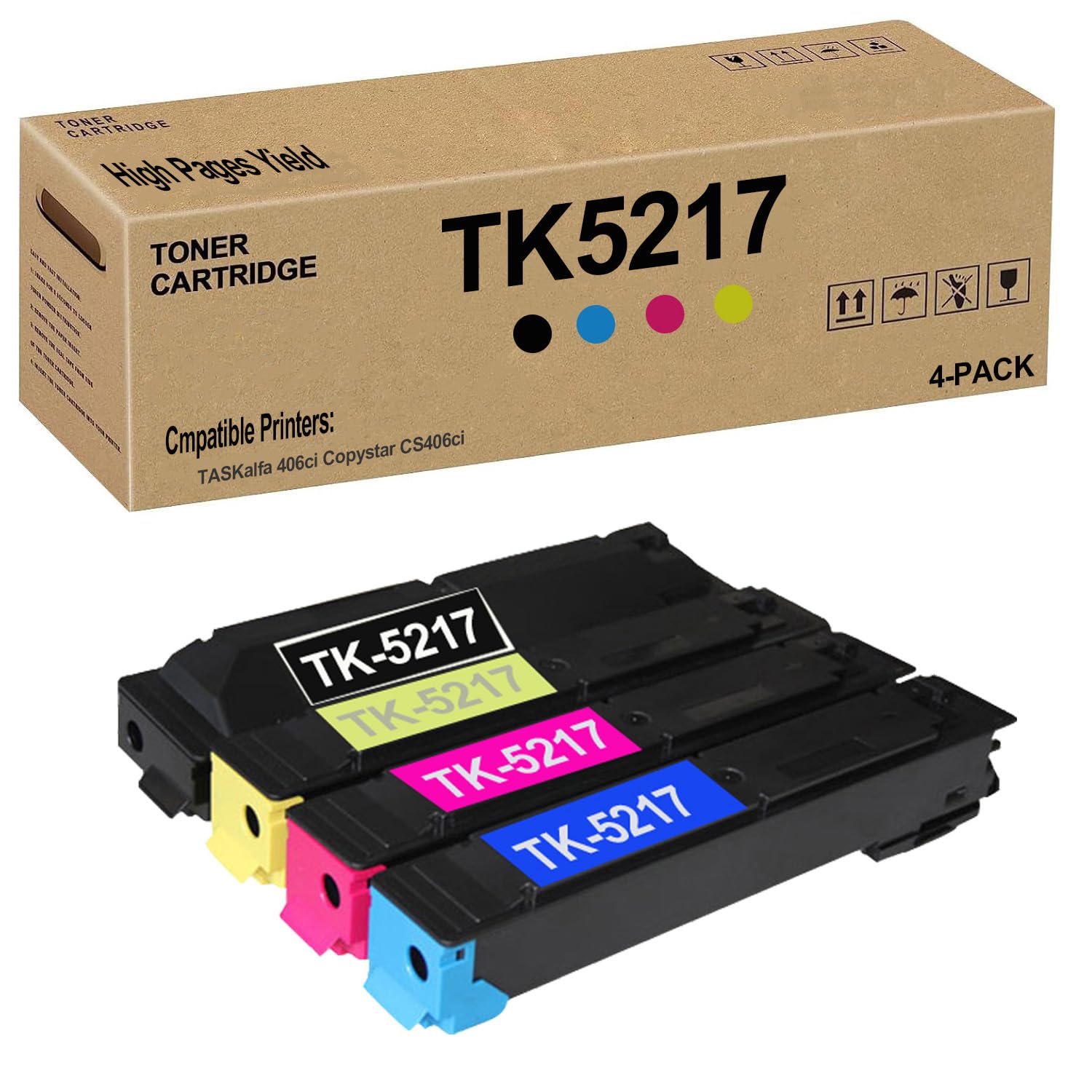 ASANSH Remanufactured TK-5217 TK5217 Toner Cartridge Use for Kyocera TASKalfa 406ci Copystar CS406ci Printers (4-Pack)