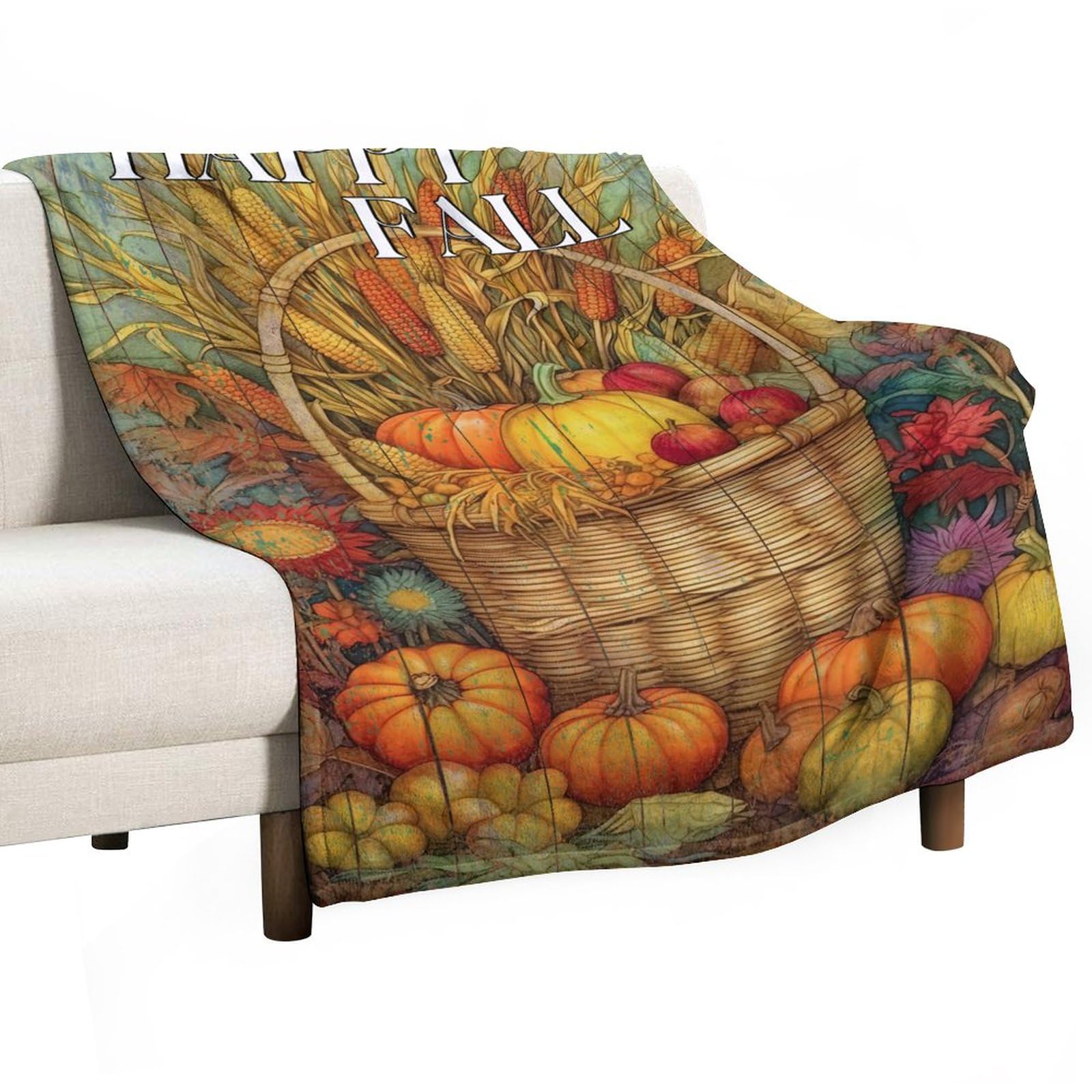 Couverture d'automne jaune à fleurs 177x203 cm pour toute la famille