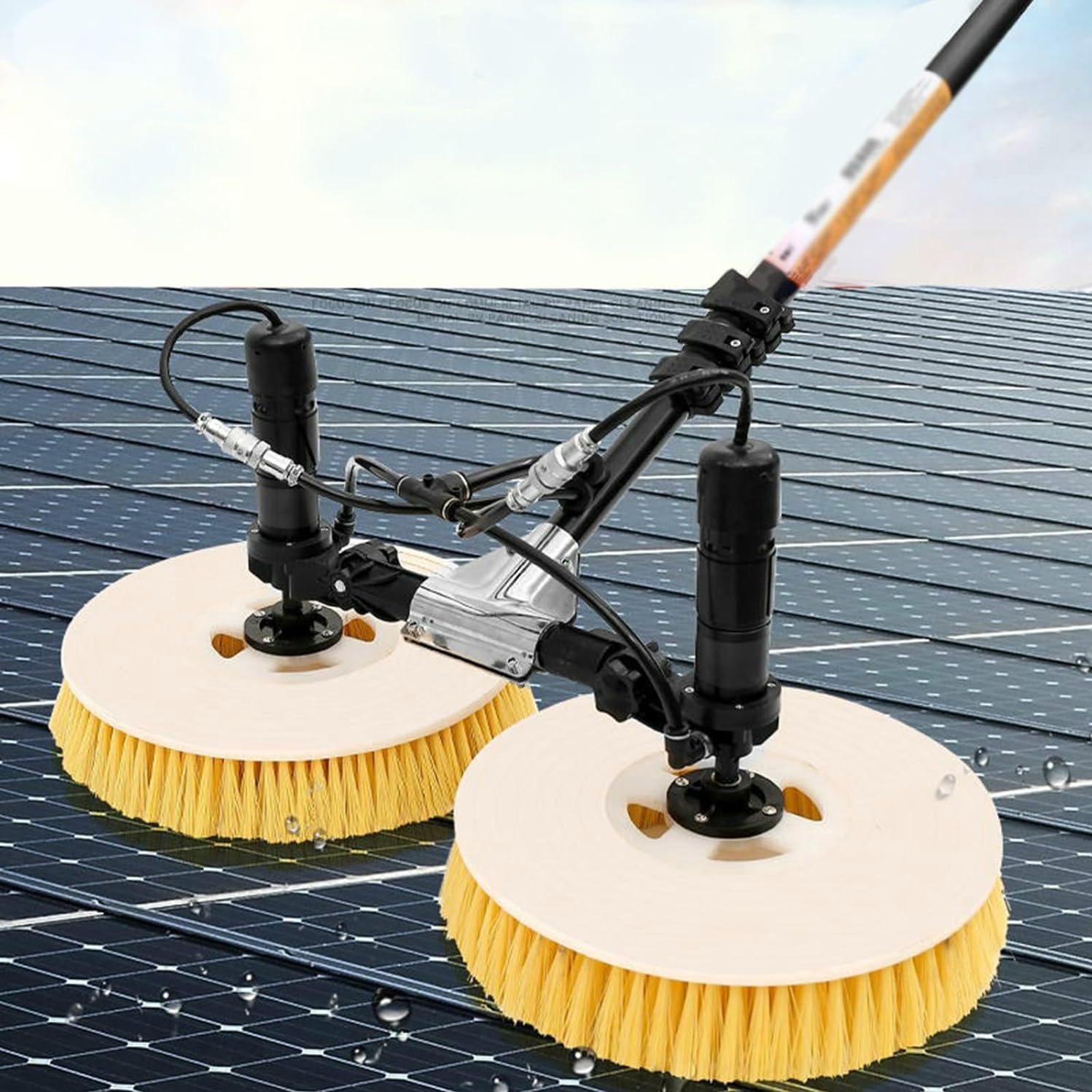 HADECOLL Water Fed Pole Kit, Water Fed Pole Brush For Solar Panels With Extension Rod, Electric Water Fed Pole Kit, Double Head Power Photovoltaic Cleaning Machine,5.5M-Bothtwo,7.5M-Lithiumbattery