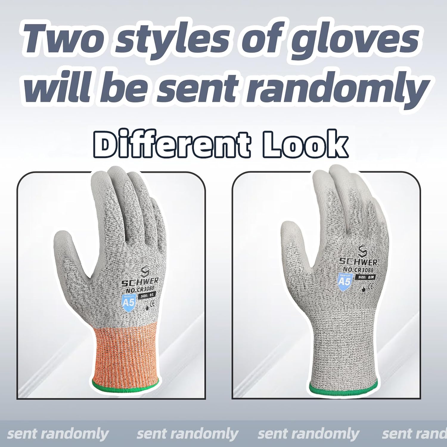 Schwer 12 Pairs ANSI A5 Cut Resistant Work Gloves, Cut Proof Gloves with PU Coating, Used for Metal Fabrication, WoodWorking, Construction, Non Slip, Durable, XS, CR3088 - Image 3