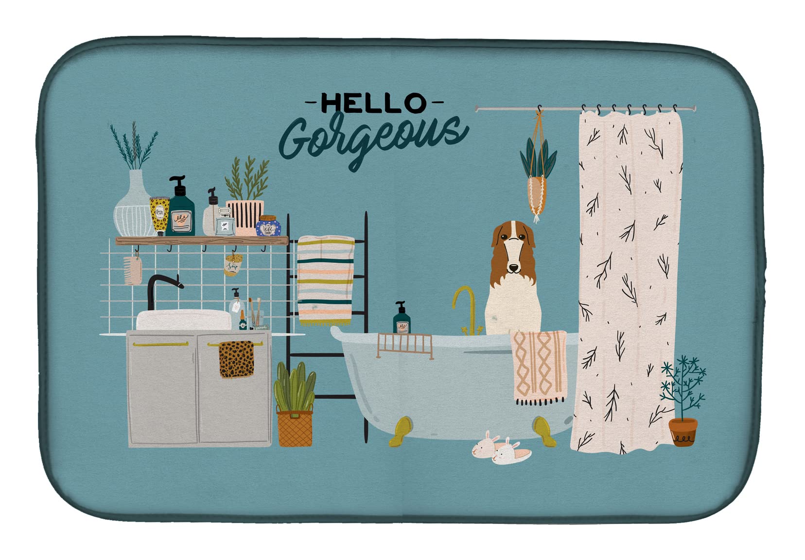 Borzoi en polyester multicolore tapis de cuisine absorbant lavable pour vaisselle
