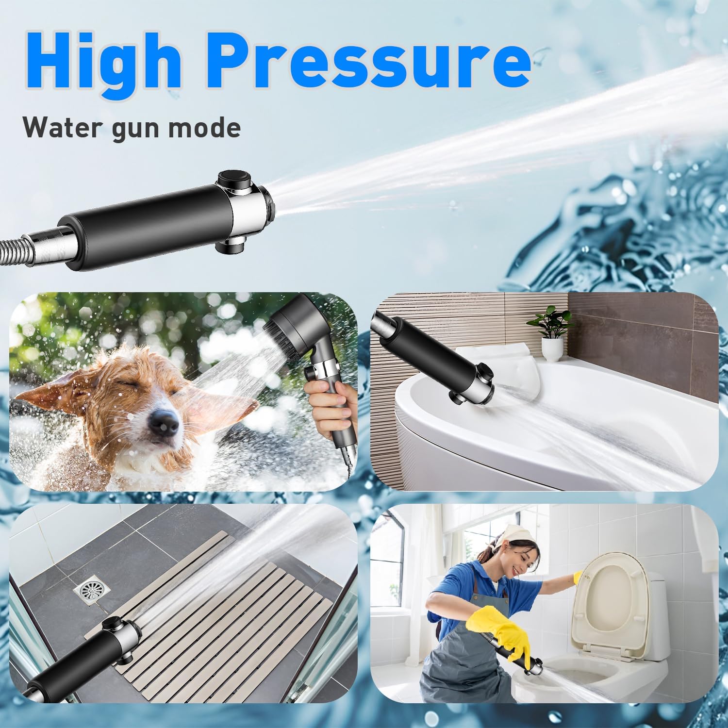 ed Shower Head with Handheld High Prure 4 Spray Showerhead