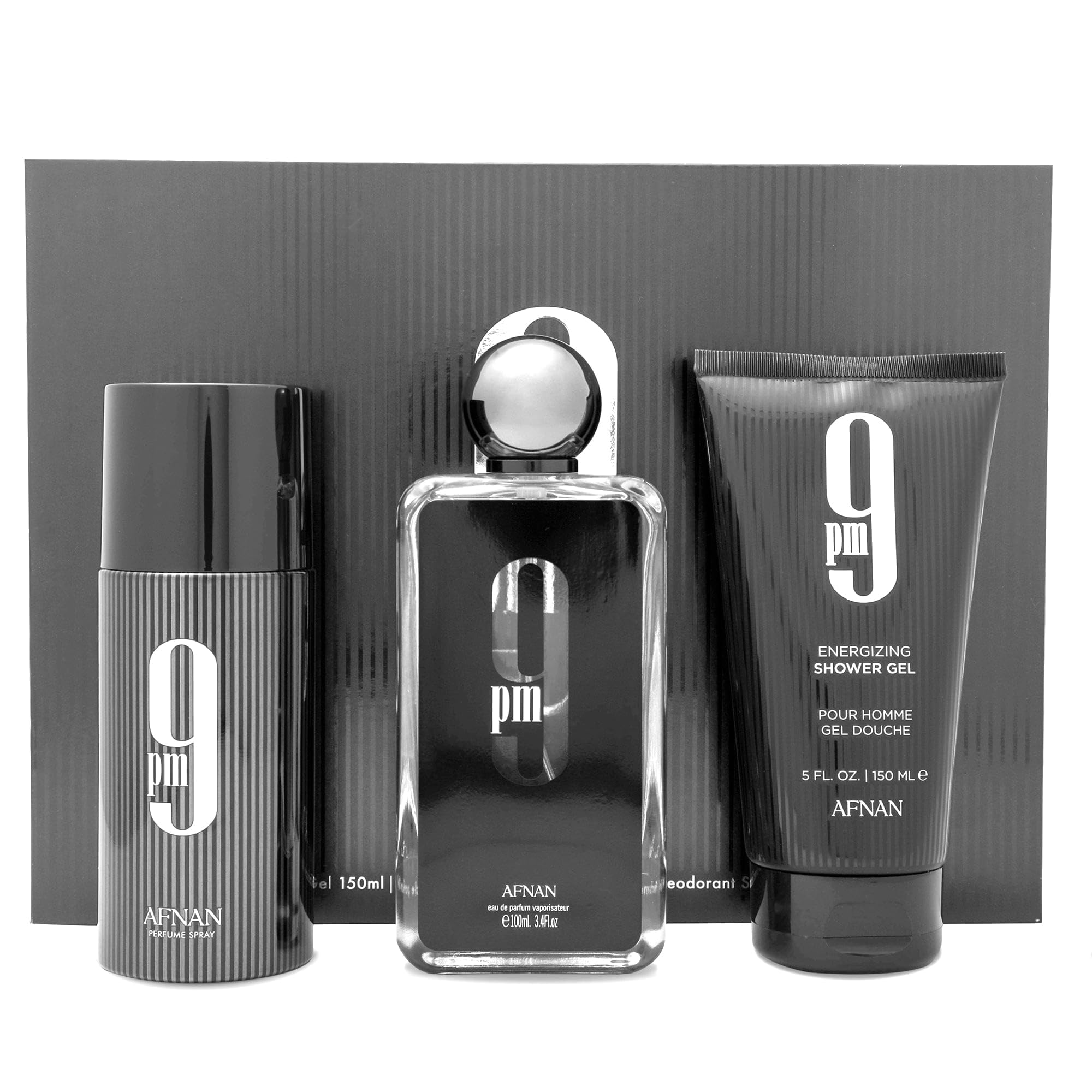 Afnan 9 PM Geschenkset Eau de Parfum 100 ml Shower Gel 200 ml Deo 250 ml für Herren