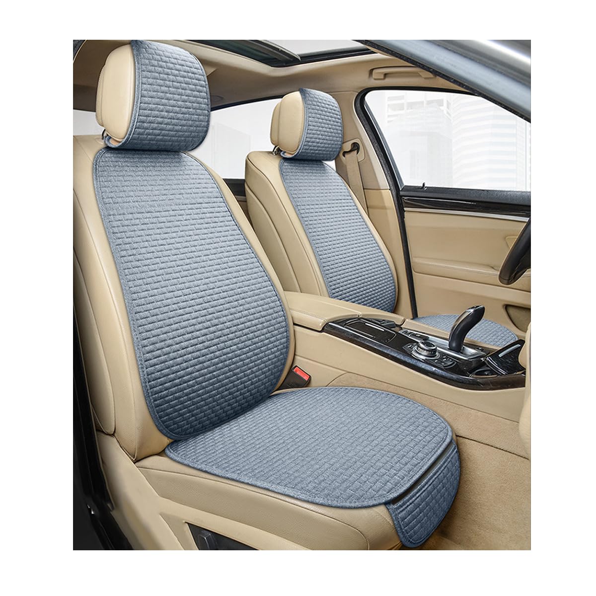 4PCS Car Seat Cover Pad, Breathable Auto Front Seat Bottom Cushion Mat & Seatback Cover, Soft Comfortable Vehicle Full Seat Protector, Universal Truck SUV Car Accessories (Gray)