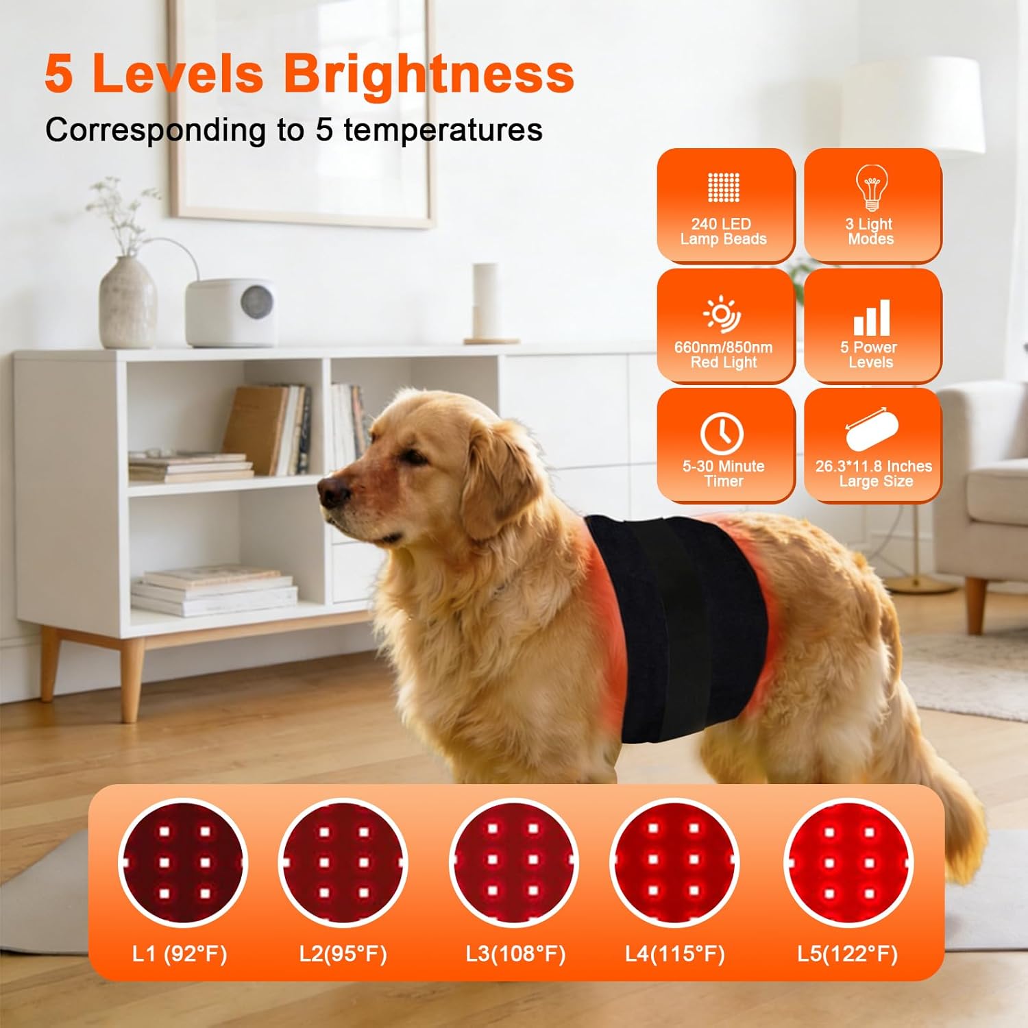26.3"*11.8" Red Light Therapy Pad for Dogs Body, 240 LED Beads, 660nm and 880nm, Red Light Therapy for Dogs, Equipped with Timing Function and Controller, Gifts for Men, Women, and Pet Dogs