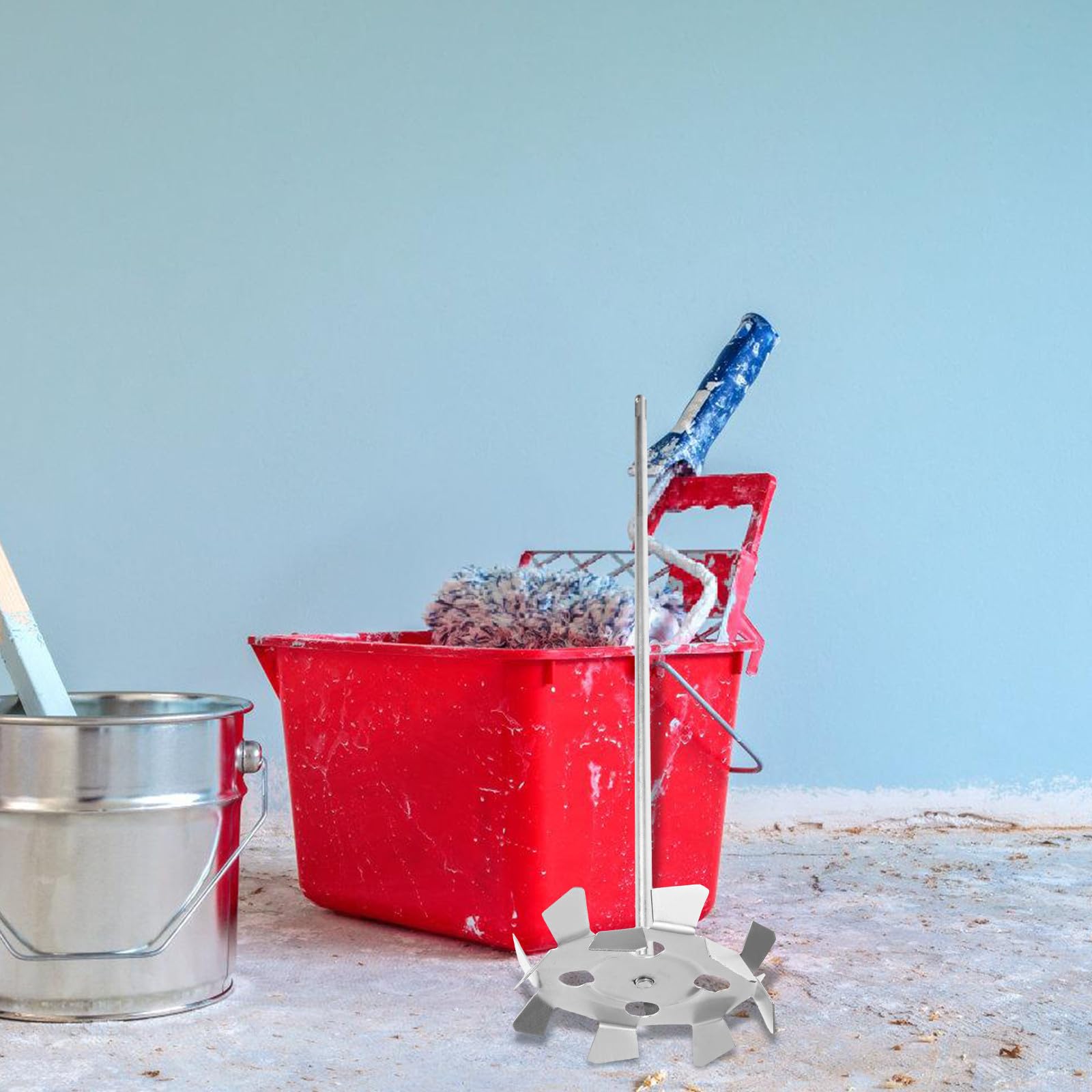 GLEAVI Galvanisierter Rührstab Ersatz für Bohrmaschinen Mixer Aufsatz Mischkopf für Beton und Farbe Sicher und Installieren für Renovierungsarbeiten