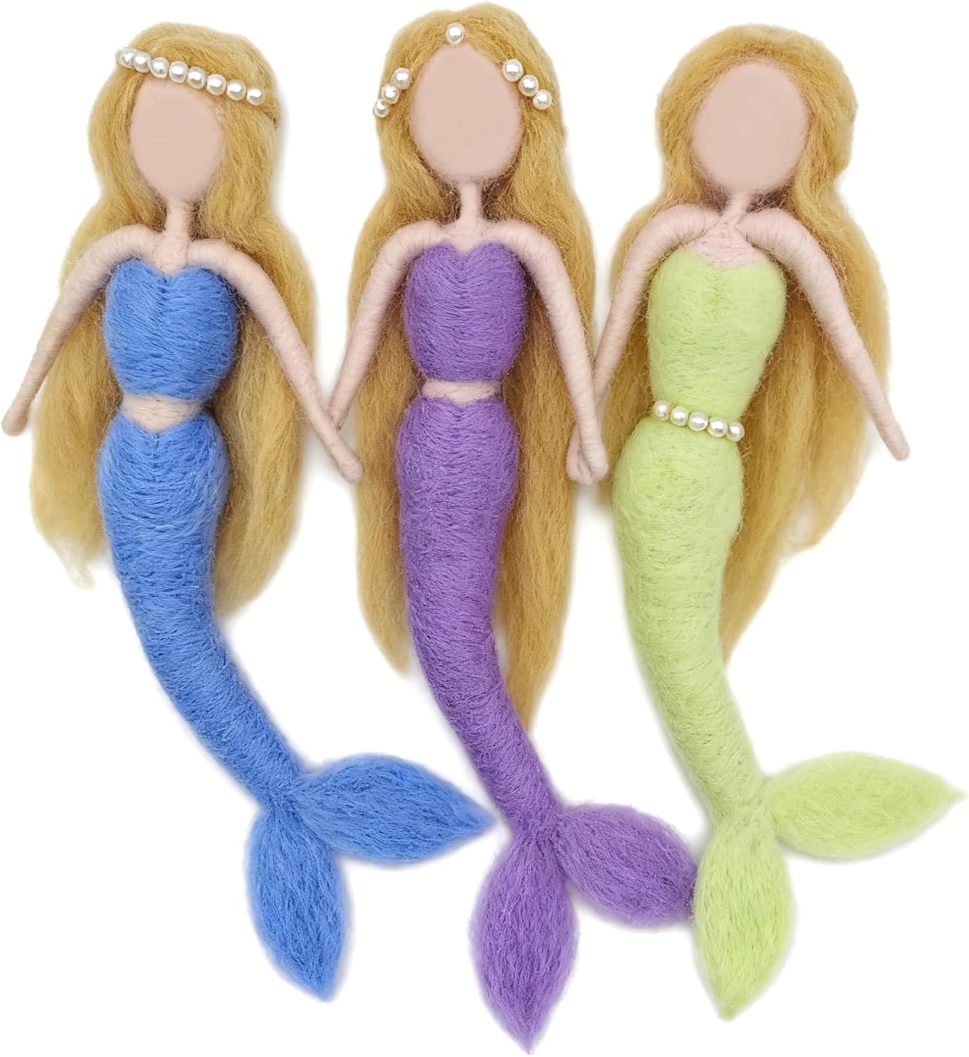 Feltsky 3 Pack Mermaid Needle Felting Kits Fairy Elf Craft Kit for Beginners 6inch Length