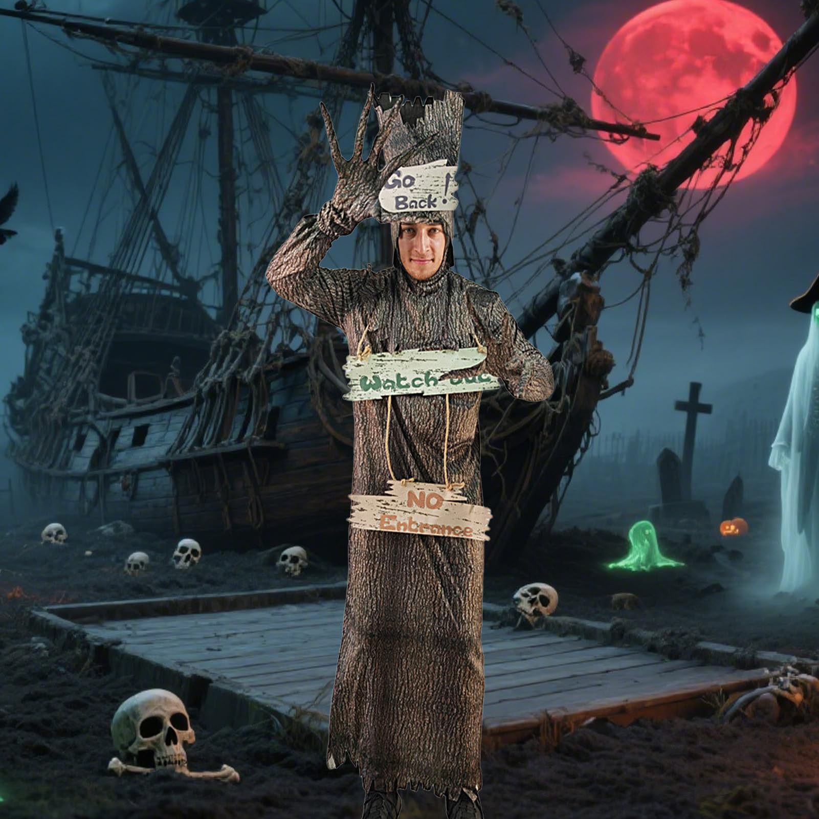 Générique Straszne przebrania - Kostium z nawiedzonym drzewem na imprezę cosplay - straszne akcesoria cosplay dla dorosłych mężczyzn kobiet impreza klubowa Halloween