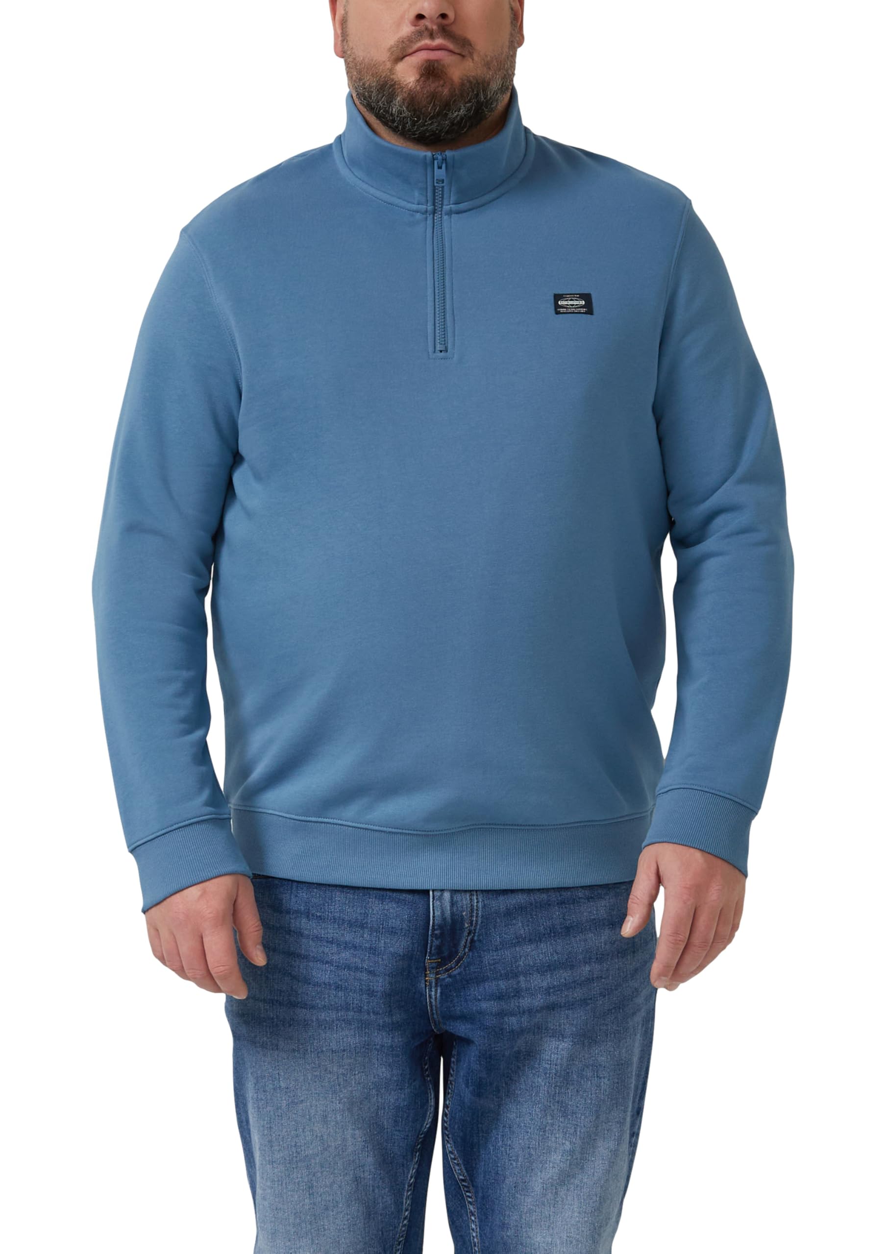 s.Oliver Sweatshirt mit Troyer-Kragen und Logo-Patch