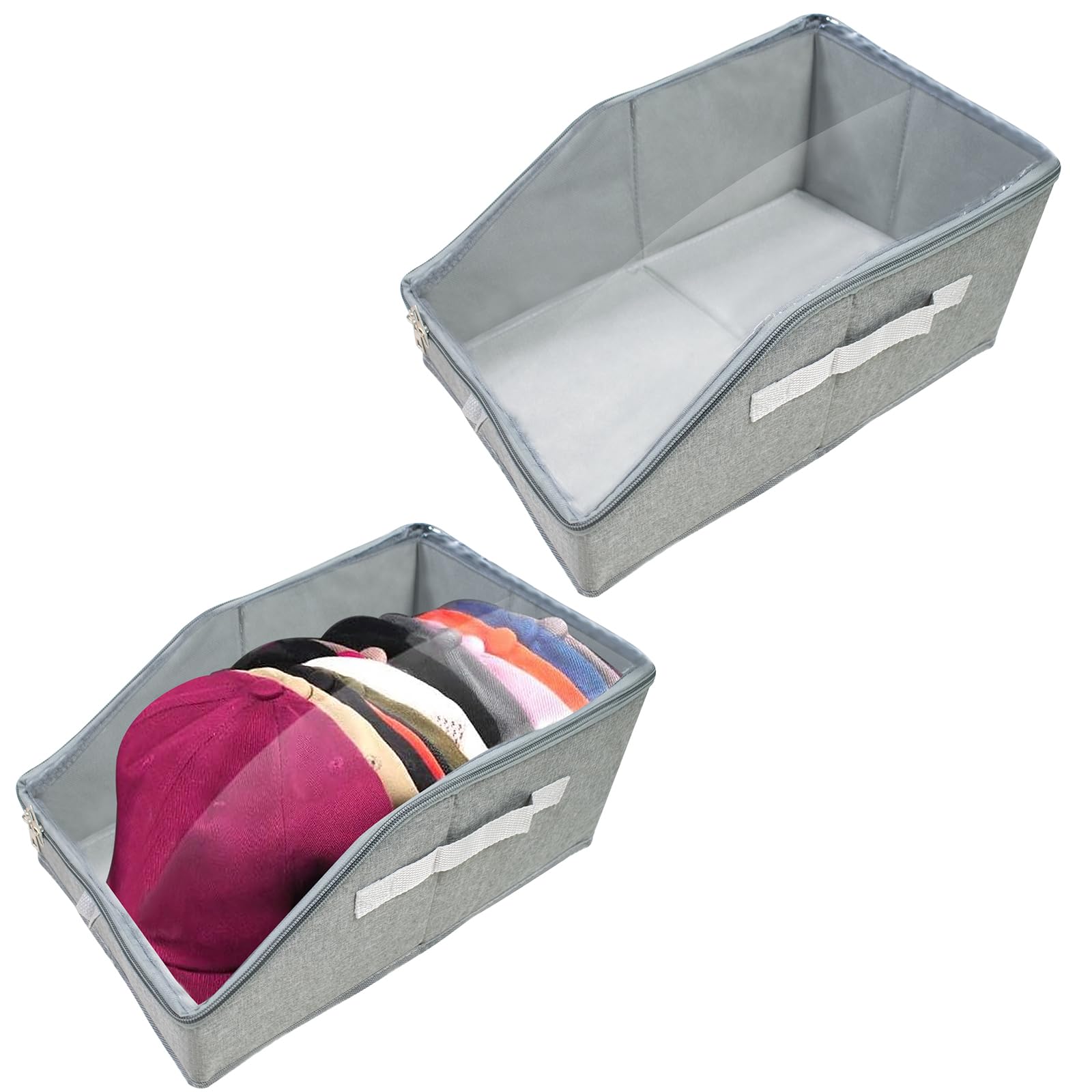 2 supporti impilabili per cappelli da baseball, con finestra trasparente, può contenere fino a 24 tappi organizer per cappelli da baseball, cappelli, 37,6 x 23,6 x 17,5 cm