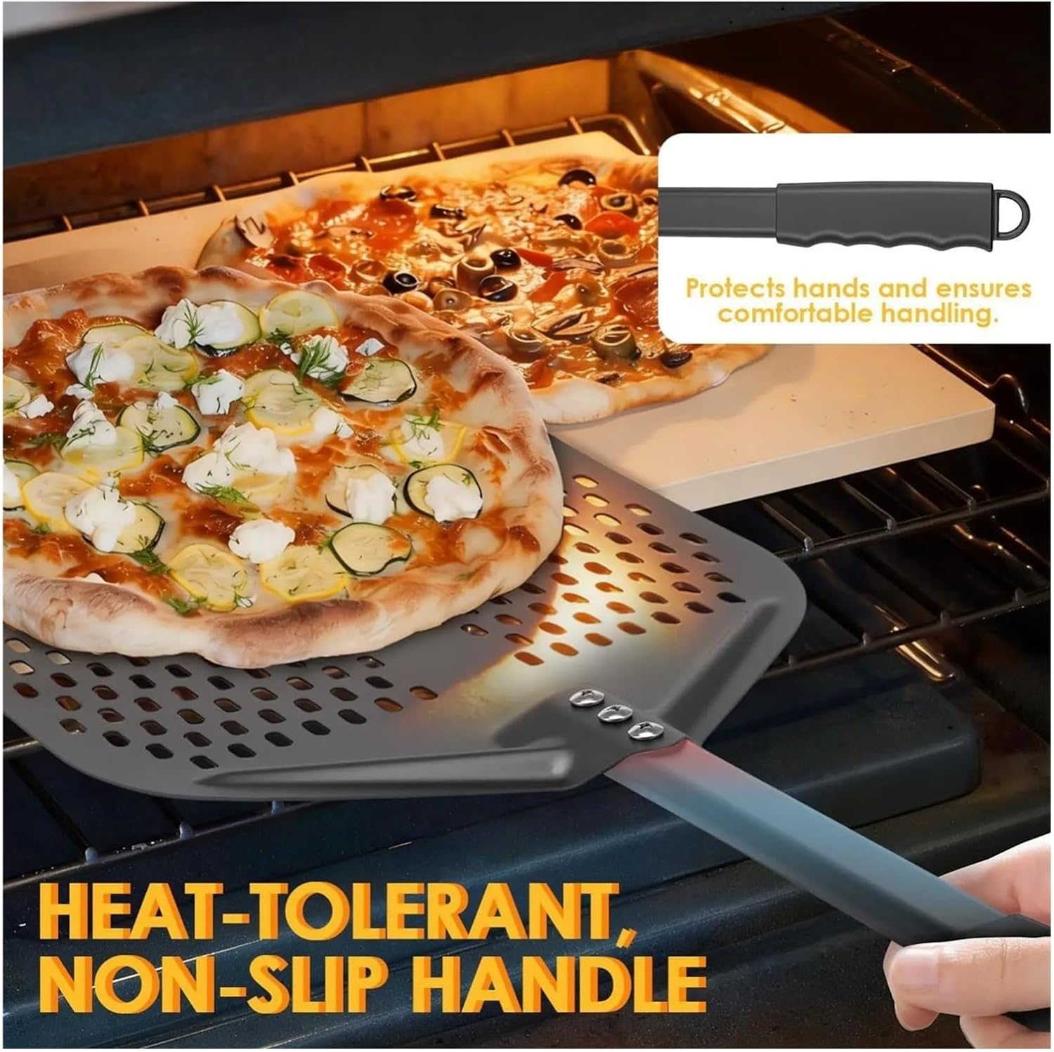 1Pcs Metal Pizza Peel Non-stick Perforated Non Slip Turning Paddle Oven Tool For Restaurant Home Kitchen Accessories​