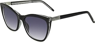 Foster Grant Sofia Vergara x Foster Grant Women's Sofia Sunglasses Cat Eye, Crystal Clear and Black, 55 mm
