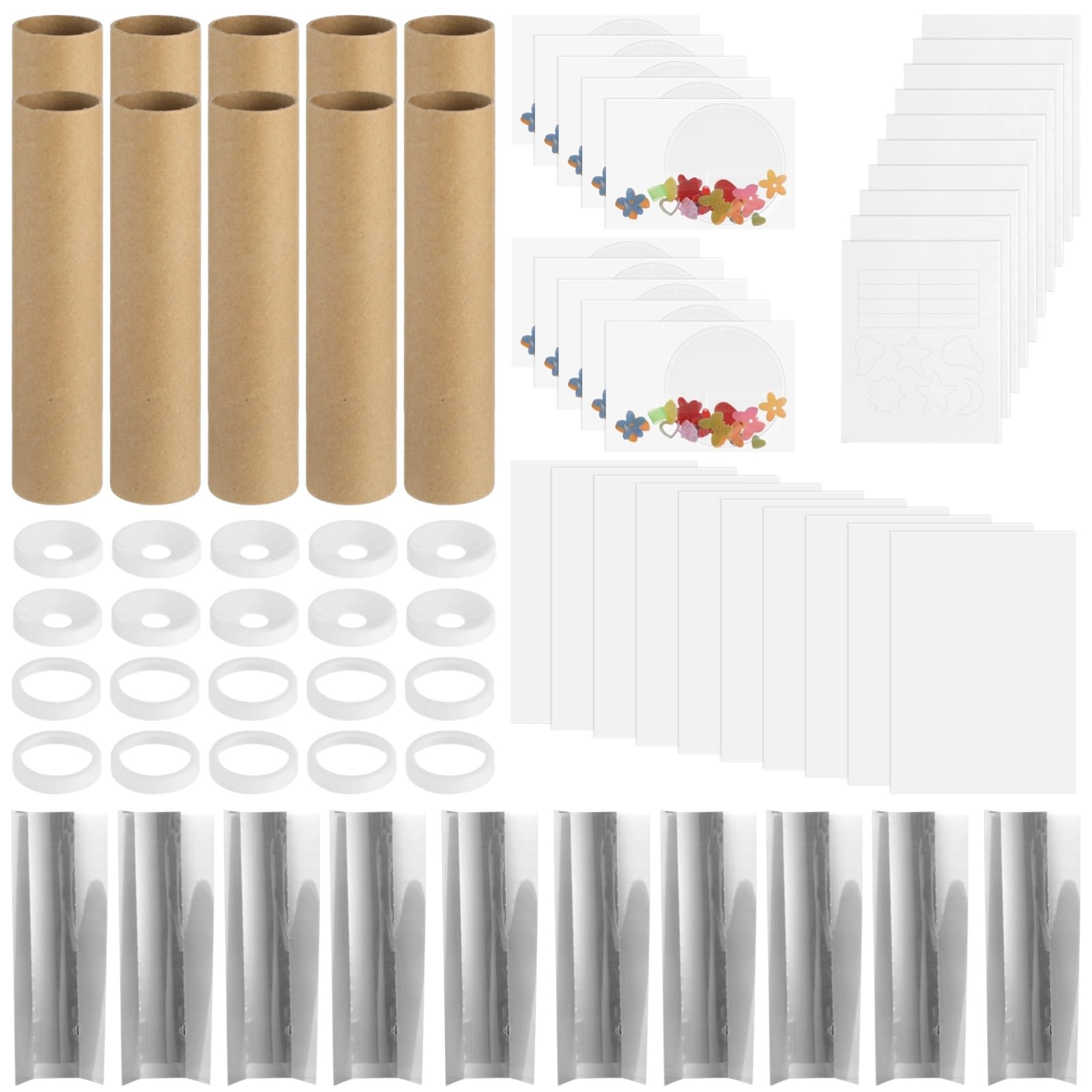 10Stück Kaleidoskop-Bastel-Set, DIY-kreatives selbstgemachtes Material, 7,5 Zoll weißes Papier, Kaleidoskop-Set für Junge Künstler zum Malen, Farben entdecken und als Party-Geschenke
