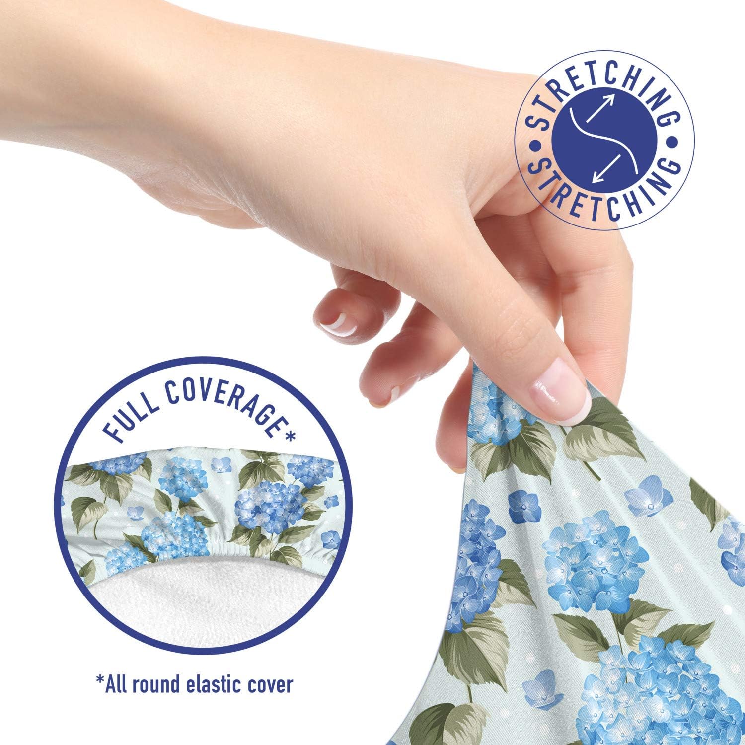 Ambesonne Flower Office Chair Slipcover, Hydrangea Flowers Over Soft Background Wedding Bridal Design, Decorative Stretch and Washable Fabric Cover, Standard Size, Pale Blue Reseda Green