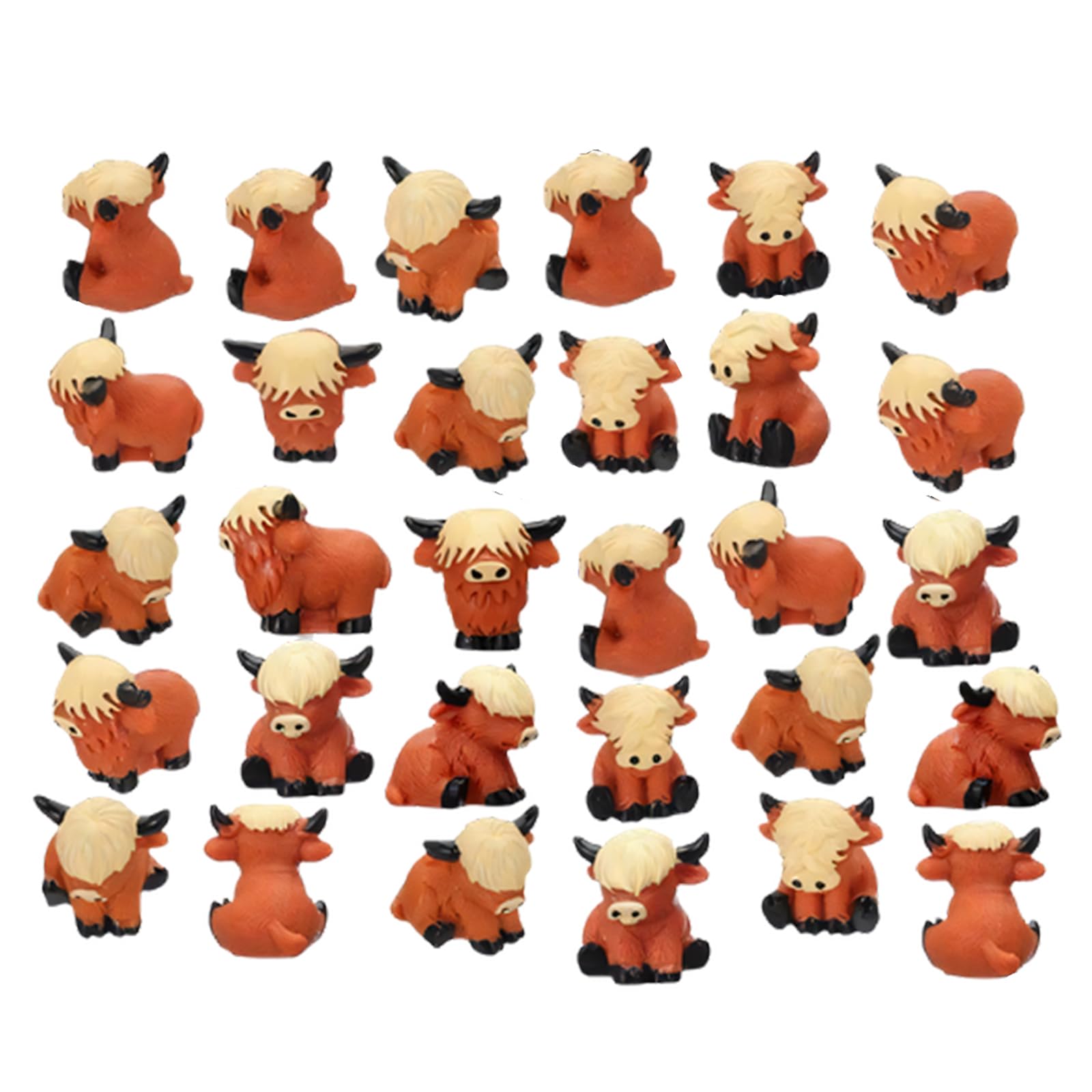 HUANGING Minis Highlands Cow Figurines to Hide Miniature Cow Statues Ornament for Cake Toppers Garden Microlandscape Decors Microlandscape Ornament