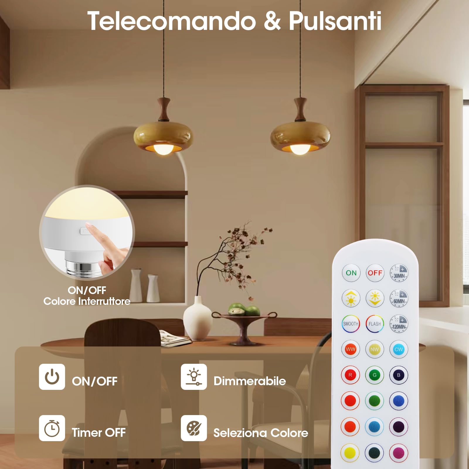 Set Di 2 Lampadine Ricaricabili, Lampadine Intelligenti RGB Che Cambiano Colore Led E27 Dimmerabili 98888375