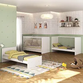 Berço 3 em 1 Multimóveis MP0527G Branco – Para Colchão 60x130 cm | 3 Anos de Garantia