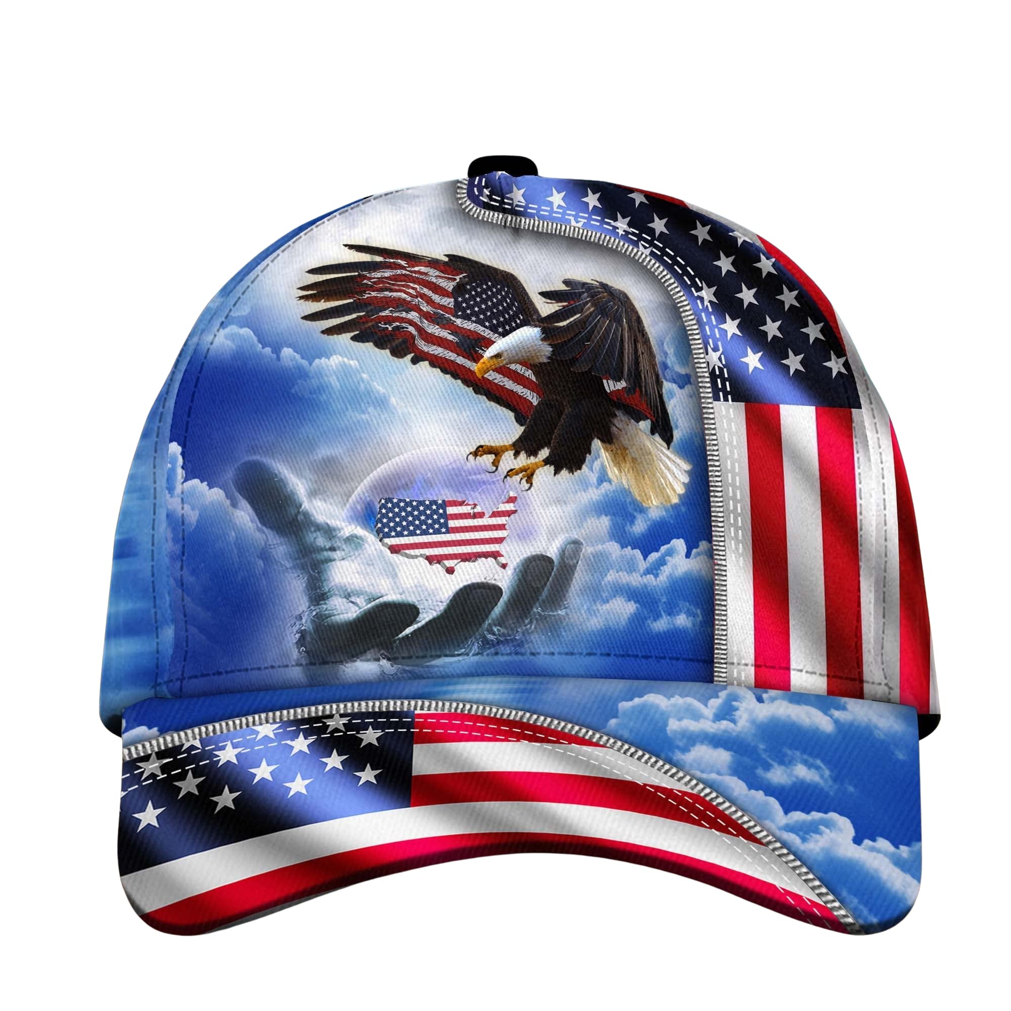 CleveFit 3D Printed, One Nation Under God Baseball Cap, American Eagle Hat for USA Patriots, Unique Design Hat