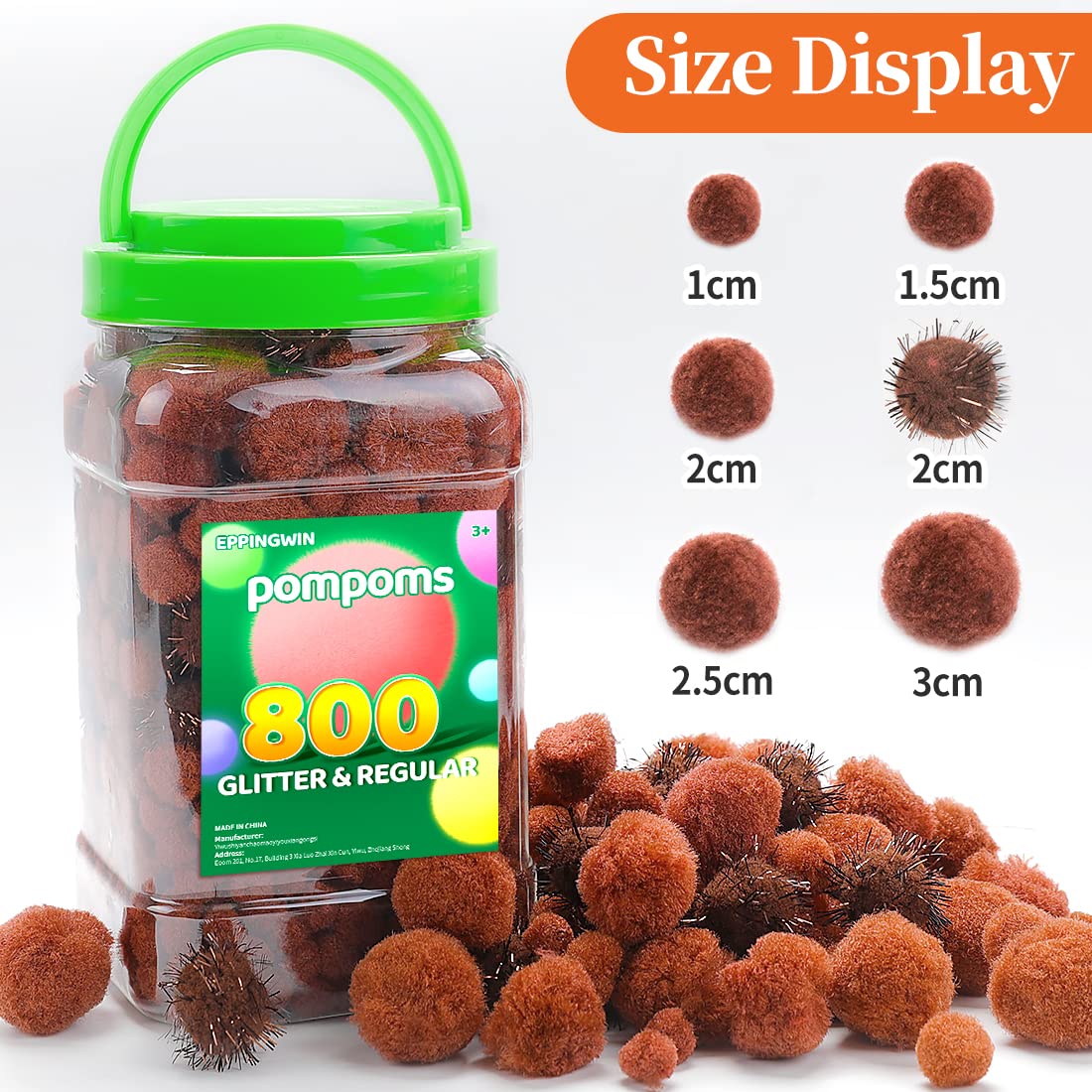 Amazon.com: Eppingwin 800pcs Brown Pom Poms, Regular