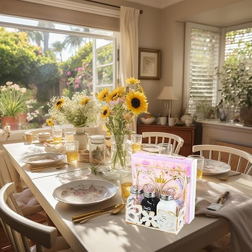 Miniatura 4 de Servilletero, servilletero de metal con salero y pimentero, dispensador moderno de servilletas para mesa de cocina, no incluye saleros y pimenteros