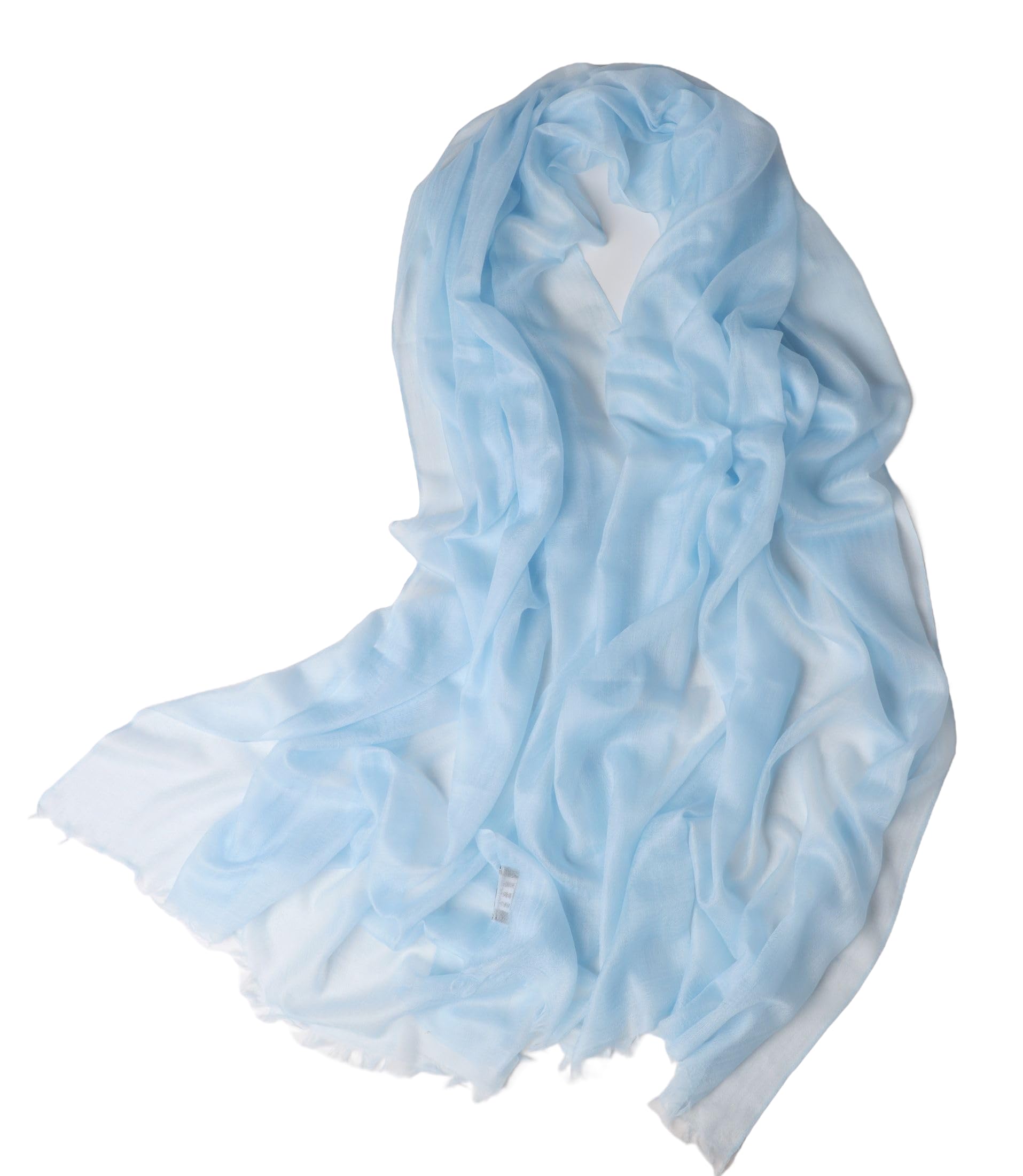Prettystern Puro Ring Cashmere Pashmina Scarf Lightweight Thin Cashmere Wool Shawl with Fringes for Women, 27. Light Blue, 200 cm X 100 cm