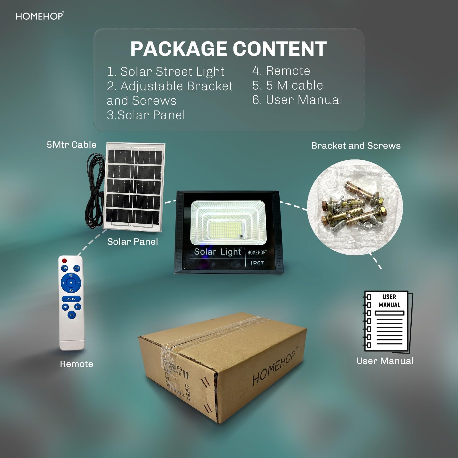 Homehop Solar Flood Light - 100W Outdoor Garden Light -7 Homehop Solar Flood Light - 100W Outdoor Garden Light -7