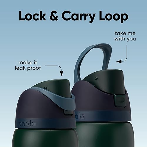 Miniatura 136 de Owala - Botella de agua FreeSip de acero inoxidable con aislamiento, sin bisfenol A, incluye sorbete, para deportes y viajes, 24 oz, Denim B0BZYCJK89