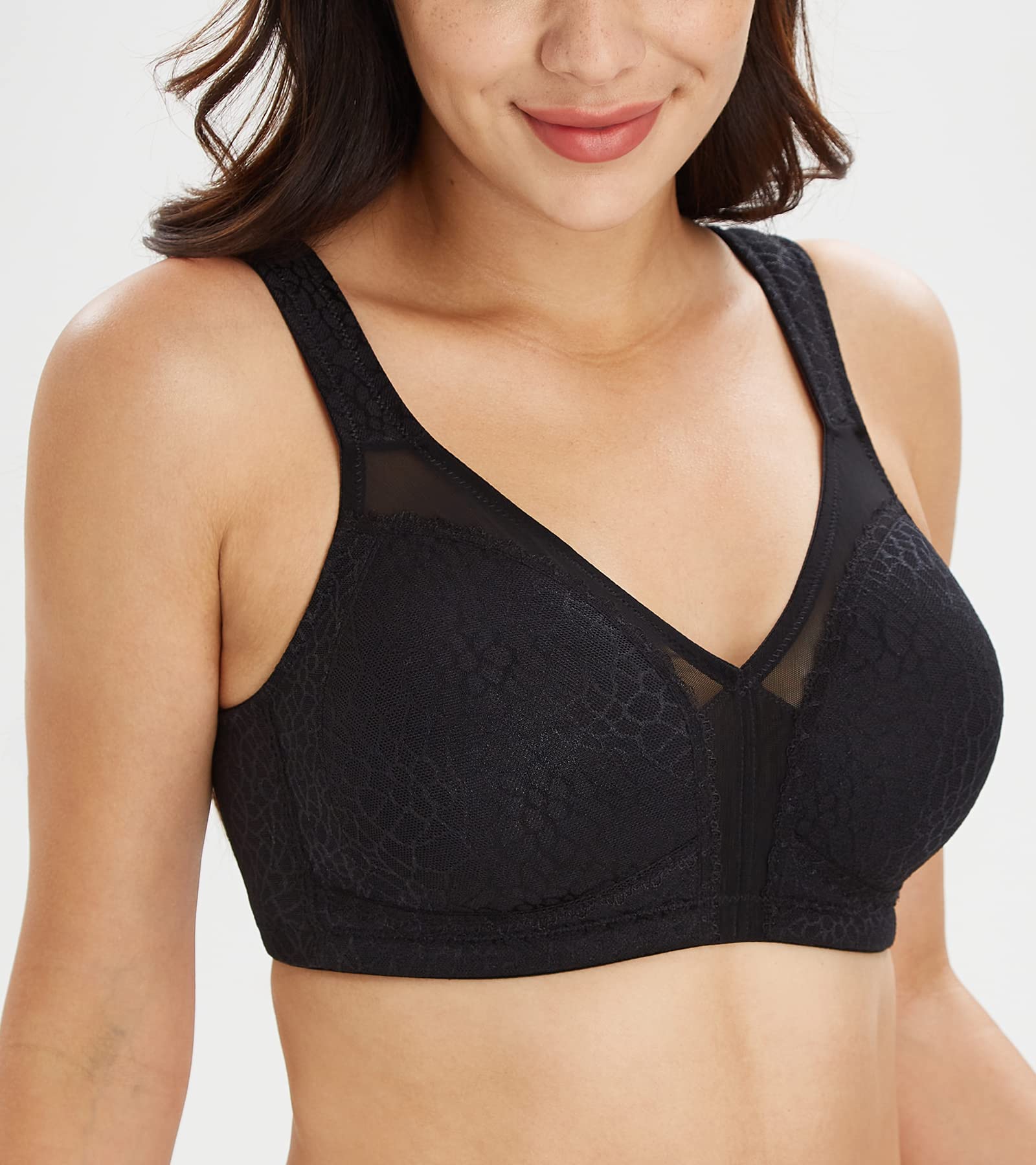 Lemorosy Reggiseno Minimizer Taglie Forti da Donna Comodo per Quotidiana Coppe Piene Non Imbottite Senza Ferretto a Tenuta Forte