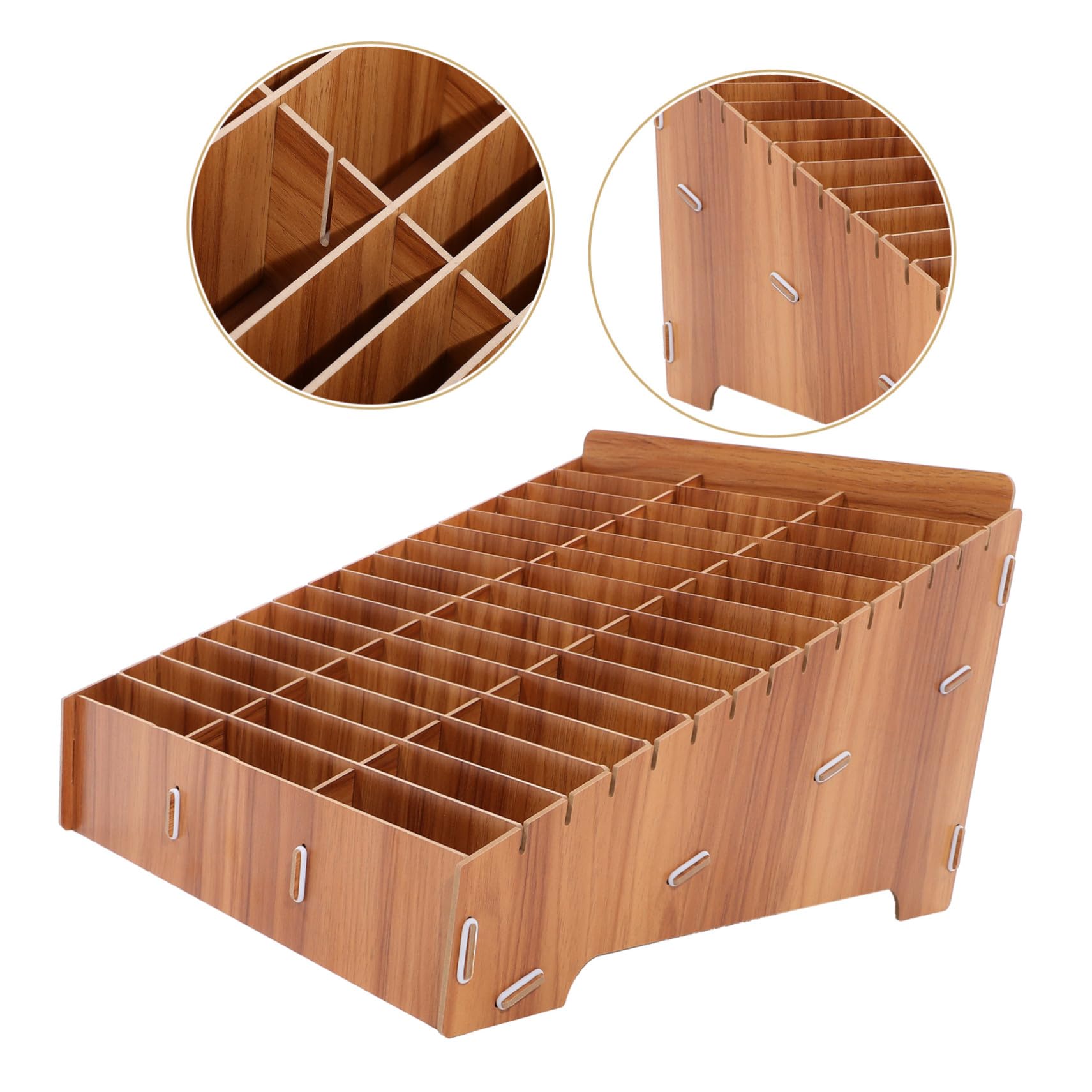 Caja de Almacenamiento de Madera para Móvil con Múltiples Compartimentos Organizador para Escritorio Aula y Oficina Soporte Seguro y Ordenado para Teléfonos Celulares Diseño Pulido