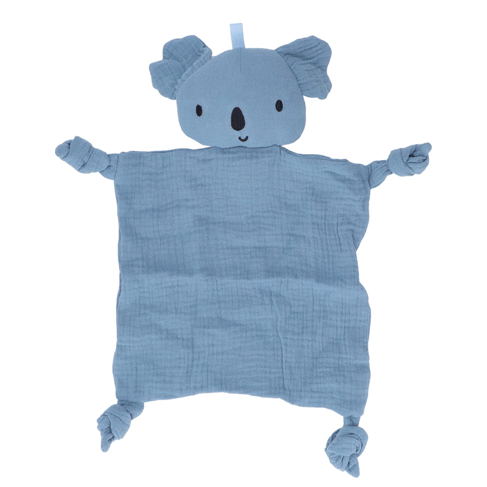 Wangcmcol Baby Soothing Security Blanket with Bell, Bite Knots for Teething, Soft Cotton Knit, Machine Washable for Infant Comfort (Blue)