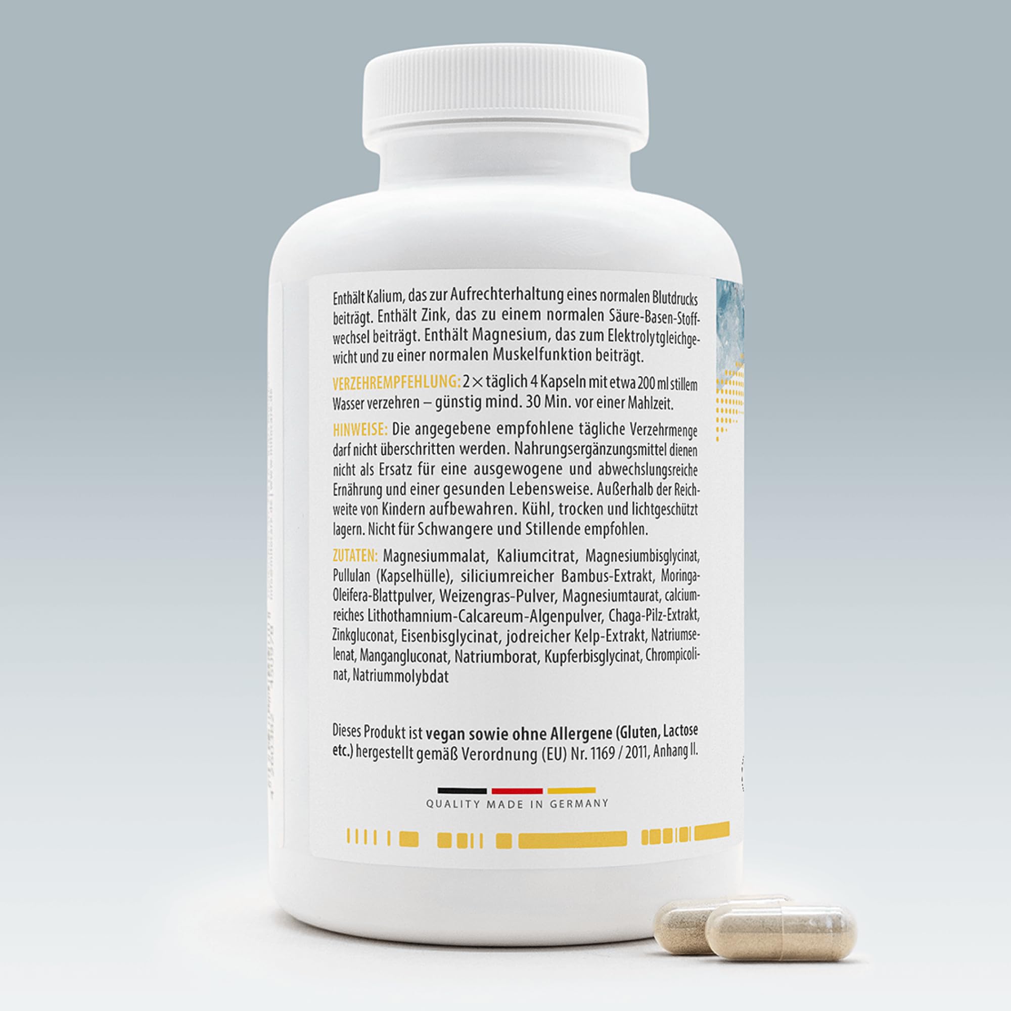MITOcare Premium Minerale - Mineralstoffekomplex mit allen notwendigen Mineralien - Magnesium, Zink, Selen, Eisen, Bor & Glycin - vegan - Monatspackung mit 240 Kapseln - Produziert in Deutschland