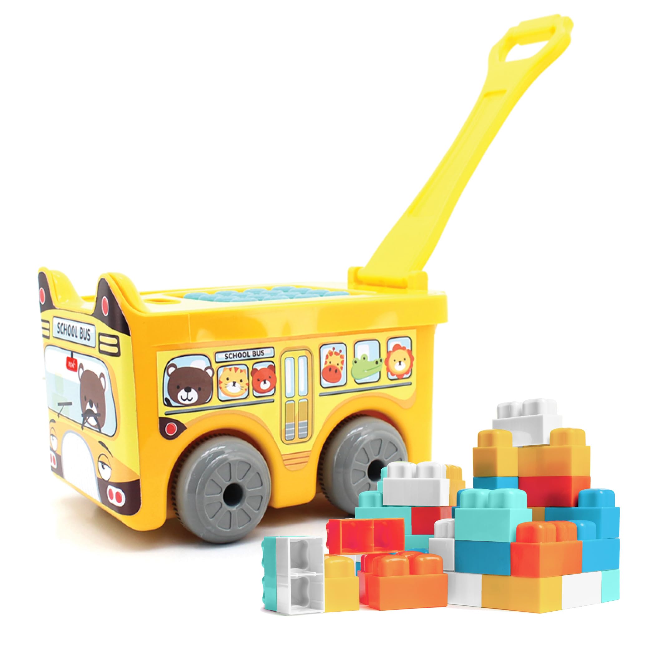 – Little Wagon Blocks Toys for Kids Spark Imagination & Boost Cognitive Development - Fun & Engaging Building Blocks for Ages 18m+ - - School Bus (30 pcs)