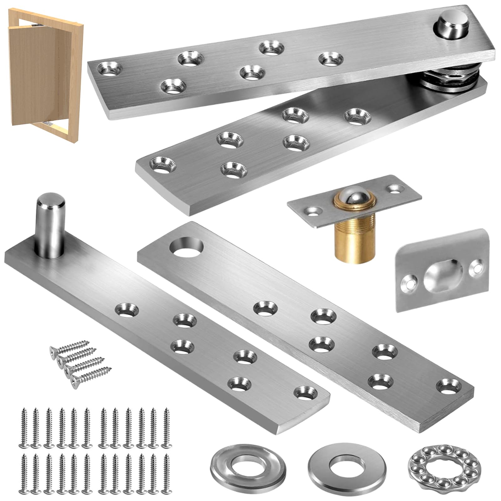 Hidden Door Hinges Bookshelves, Pivot Door Hidden Hinges 360° Rotation Heavy Duty Pivot Hinge - Image 4