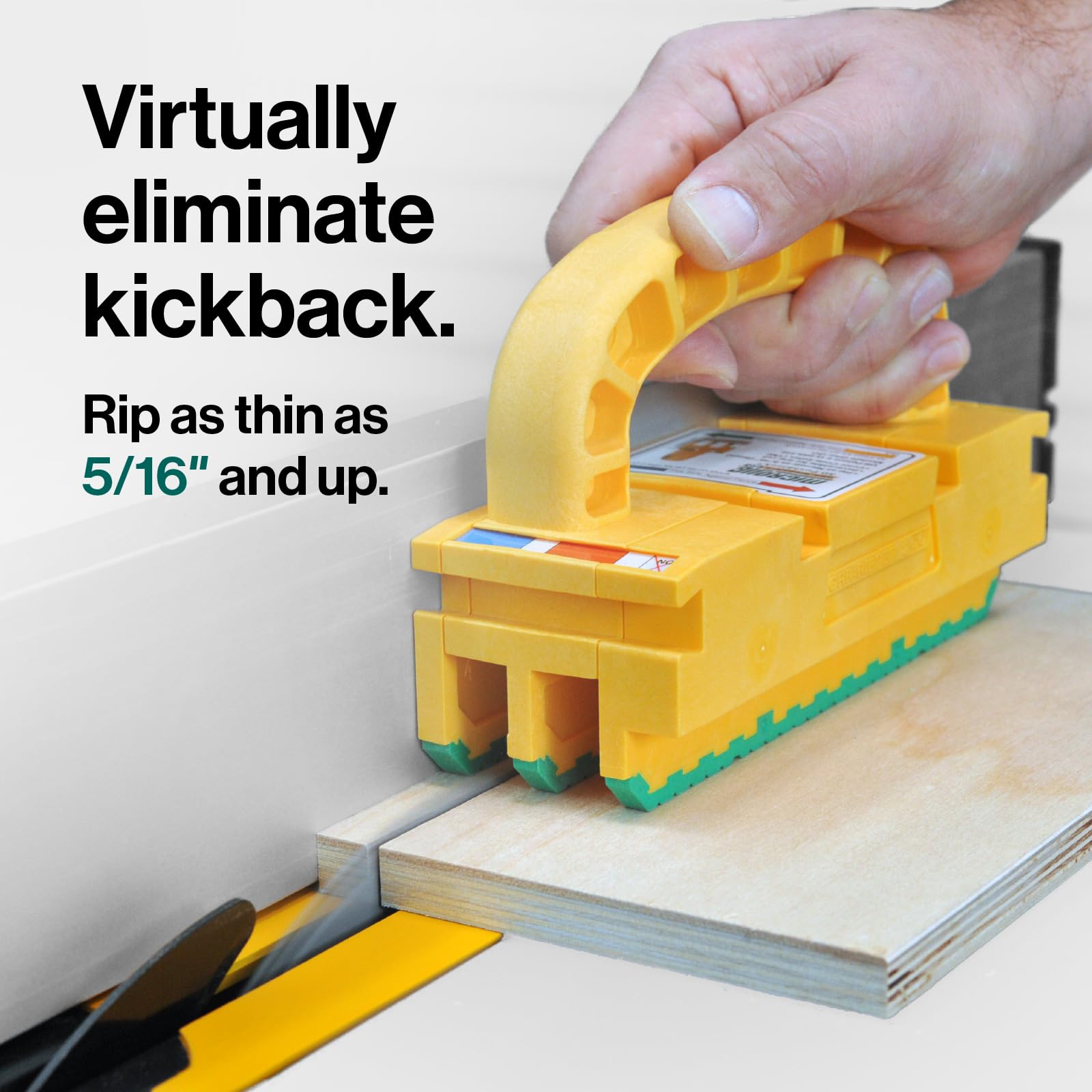 MICROJIG GRR-RIPPER 2GO Push Block for Routers Jointers, Band and Table Saws, Woodworking Tool, Extreme Grip, GR2-GO, Yellow/Green - Image 2