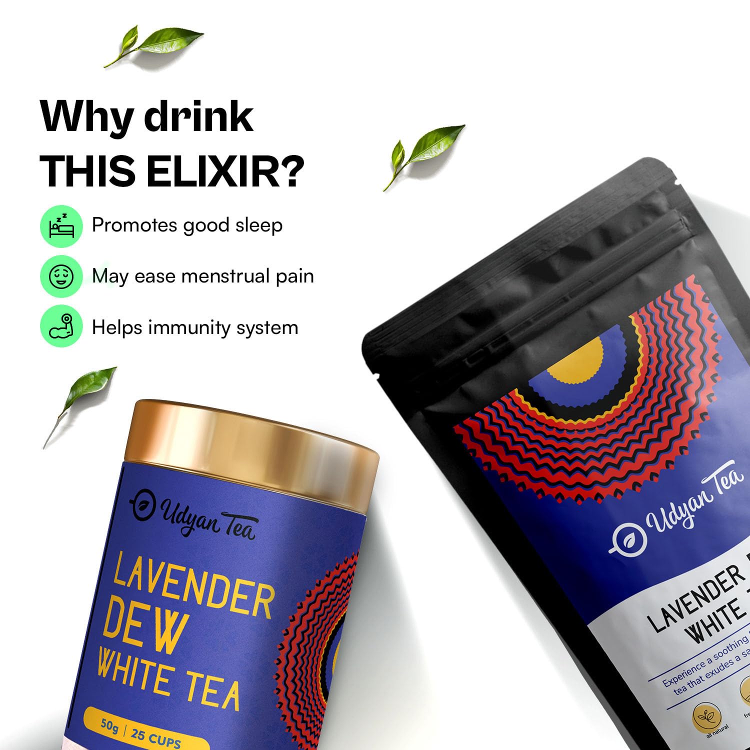 Udyan Tea Lavender Dew White Tea - 100g | Soothing Floral Blend with Lavender, Rose & Mint | Fresh Loose Leaf | Rich in Antioxidants for Healthy Skin 3