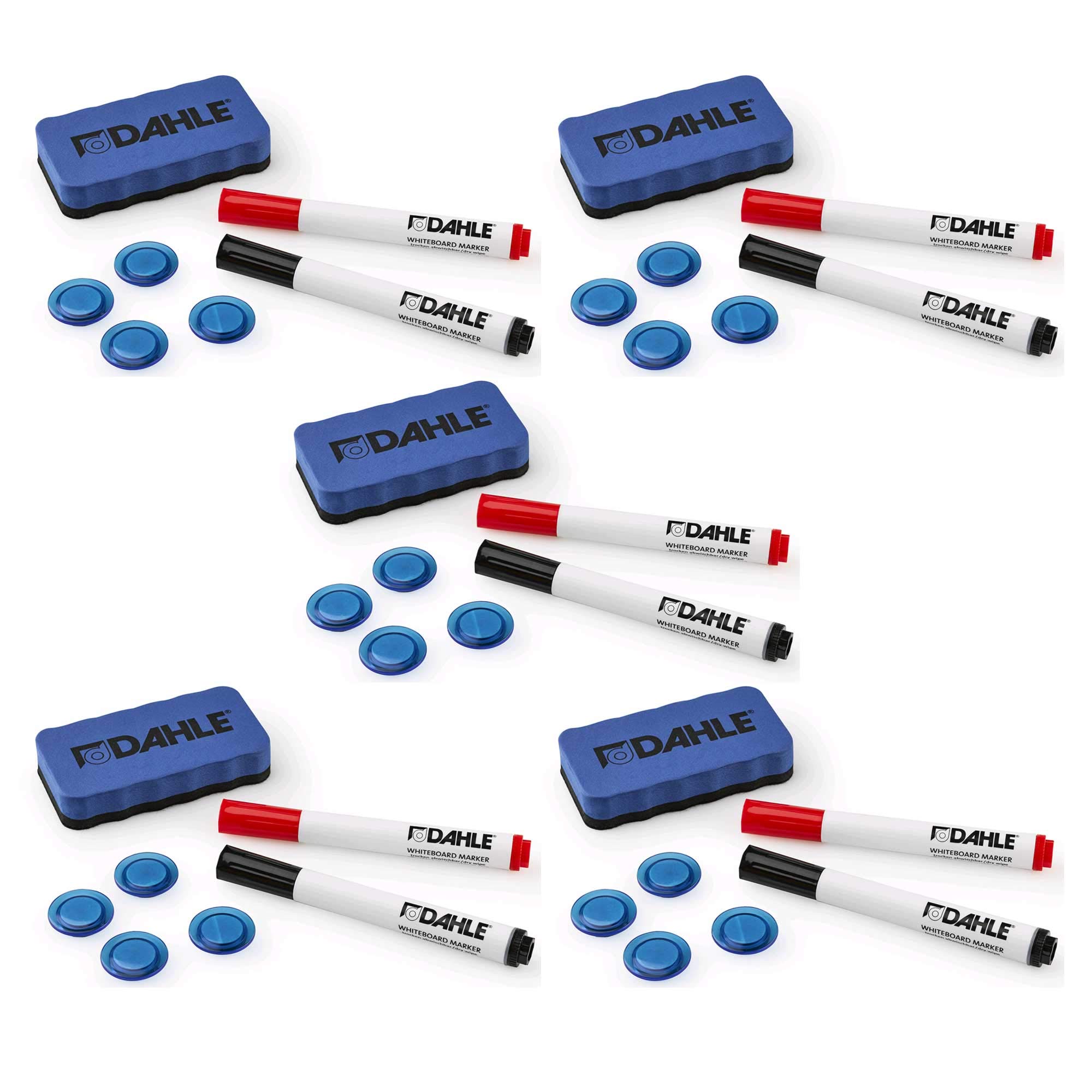 5 x Whiteboard Starterset Dahle 95140, 4x Magnete, Wischer+2xWhiteboard Marker