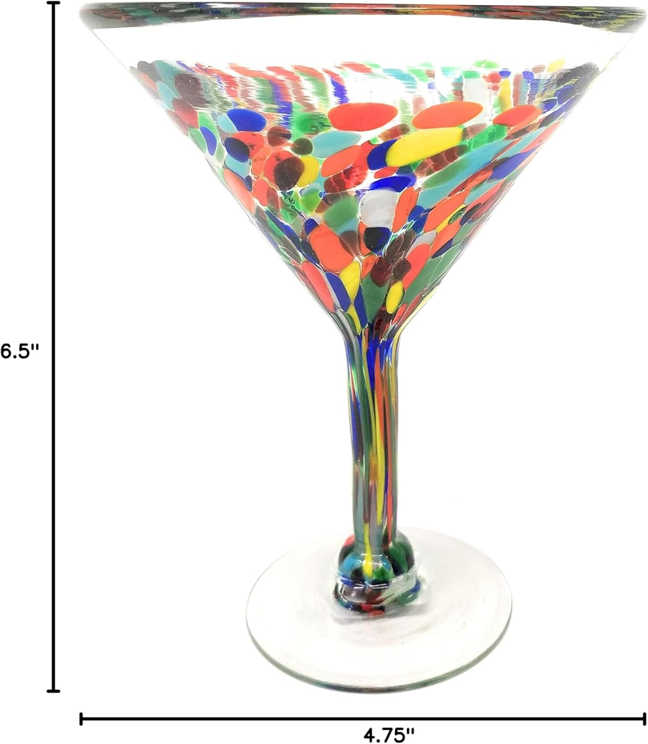 Dos Sueños Mexican Hand Blown Glass – Set of 4 Hand Blown Modern Margarita Glasses - Confetti Carmen (12 oz) - Image 7