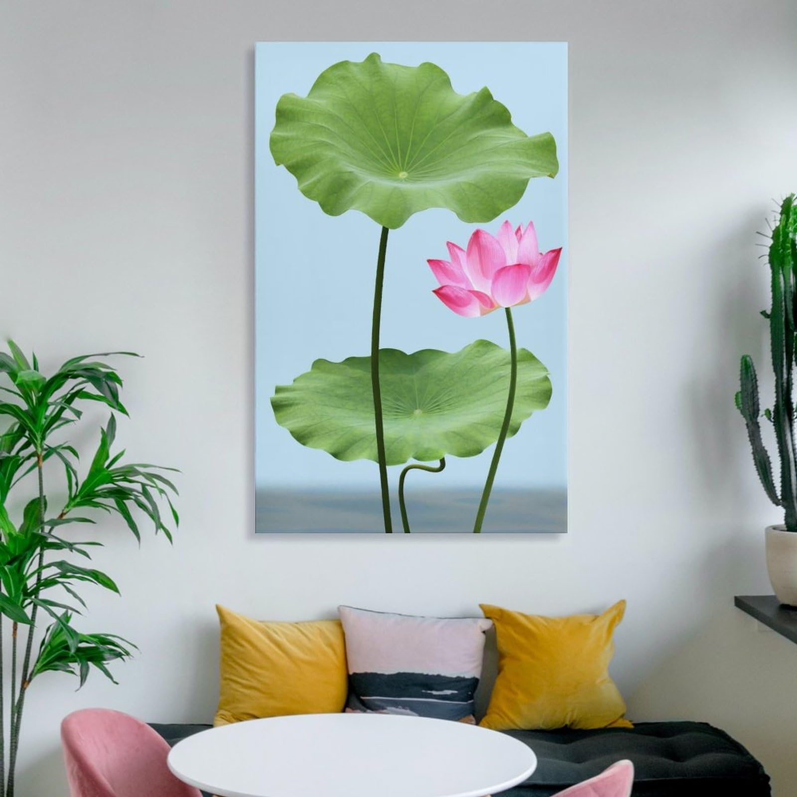 Amazon.co.jp: 蓮の葉と水上の蓮 アートパネル 花植物装飾画 絵画