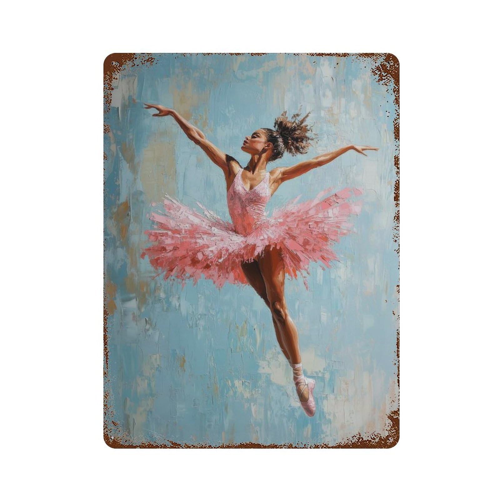 Rust Effect Ballerina Rusty Metal Tin Sign 15.7"x11.8", Old School Wall Decor for Pub, Kitchen And Man Cave Decor