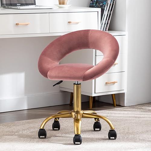 Miniatura 2 de DUHOME Silla giratoria con ruedas, silla de terciopelo para oficina en casa, hidráulica ajustable con respaldo para salón, tatuaje, oficina, masaje,