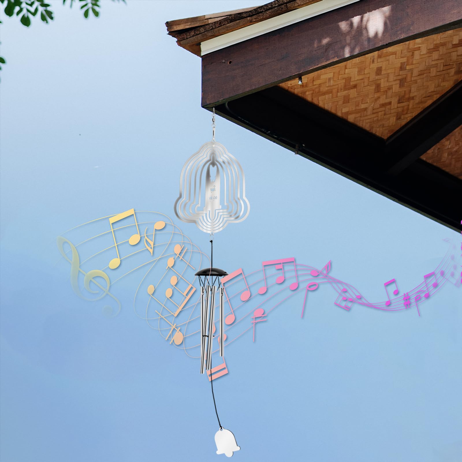 Windspiel mit Glocken, stark reflektierend, Outdoor-Gartendekoration, Windspiel, Geschenke für Frauen, Mutter, Ruhestand, Lehrer, Eltern, Geburtstag, Gedenkgeschenk für Garten, Veranda, Terrasse,