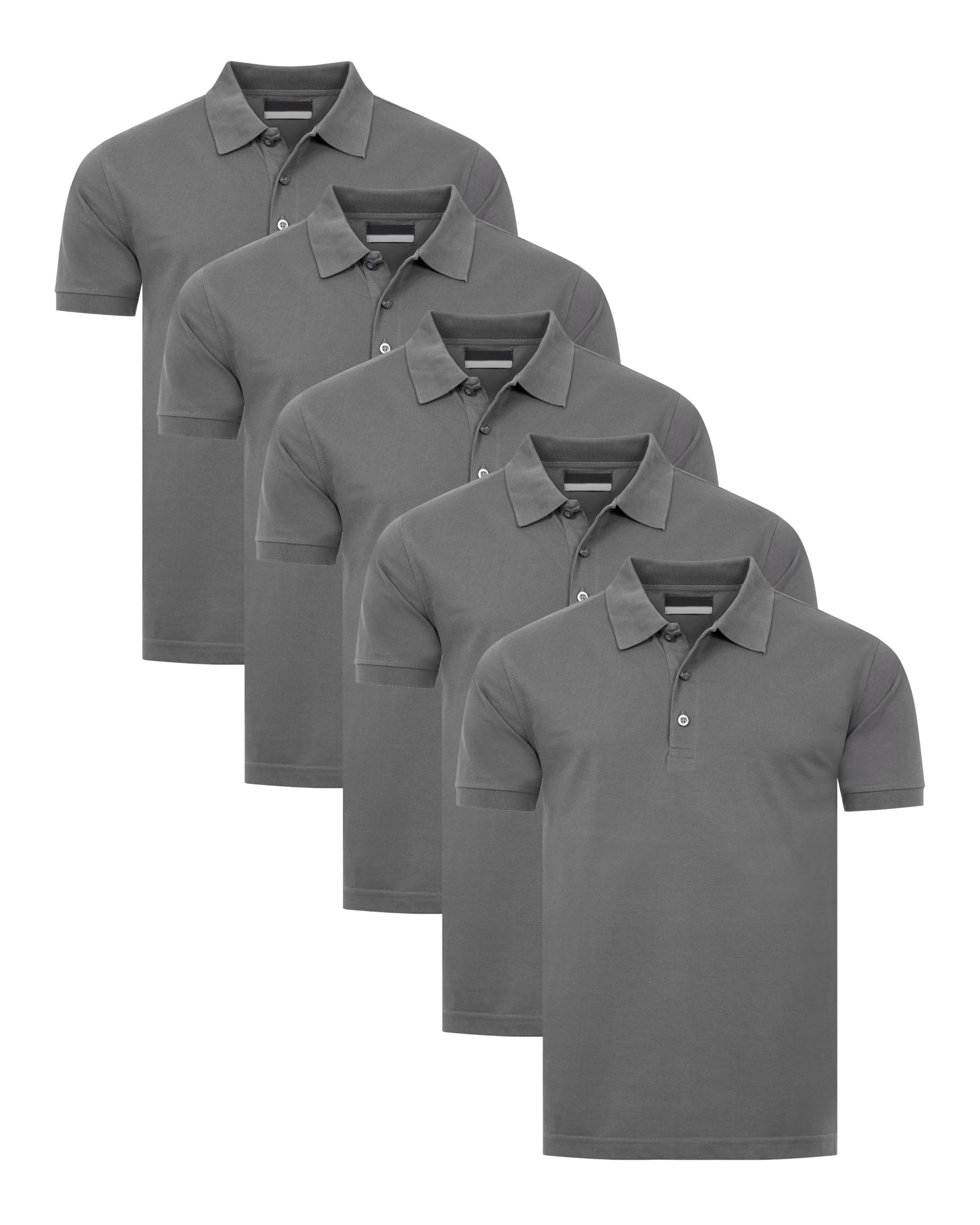 Herren Poloshirt 5er Pack - Polohemd Set Kurzarm - atmungsaktiv, knitterarm, bügelleicht - Polo Shirts Männer aus Polyestermix - Regular Fit für Arbeit, Freizeit, Golf - große Größen bis 5XL