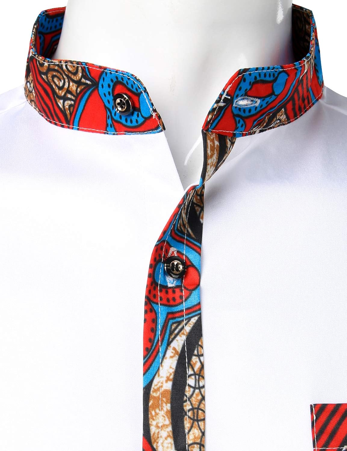 Vista 3 de ZEROYAA Camisas de cuello mandarín con botones de manga larga y botones para hombre