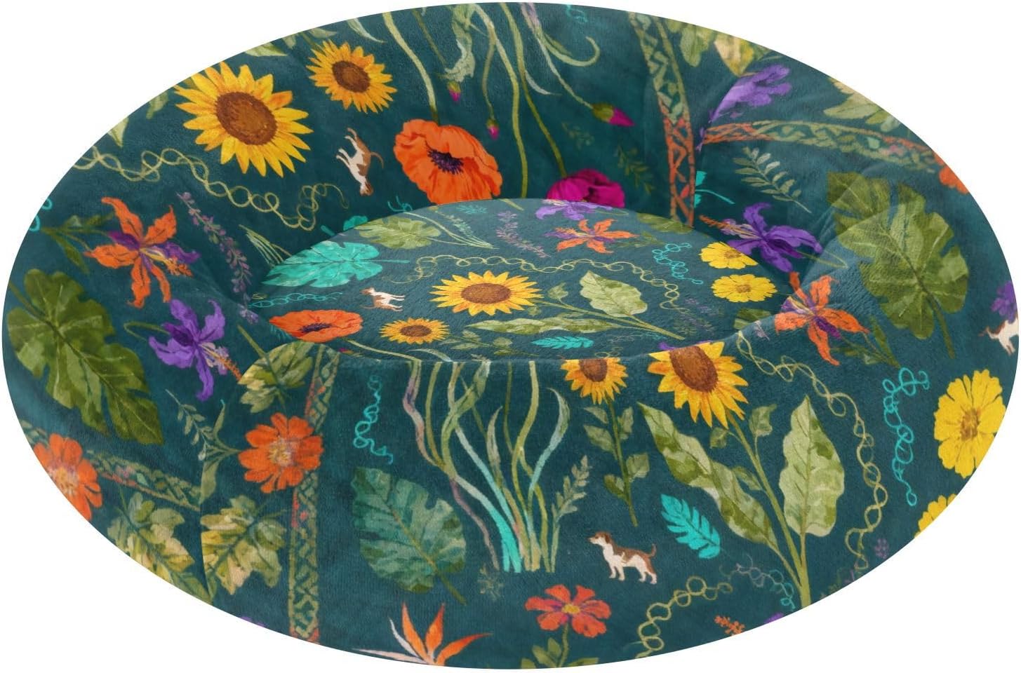 Floral and Pet Dog Beds Anti-Slip fluffier Pillow Bed for Small Size Pets Supplies